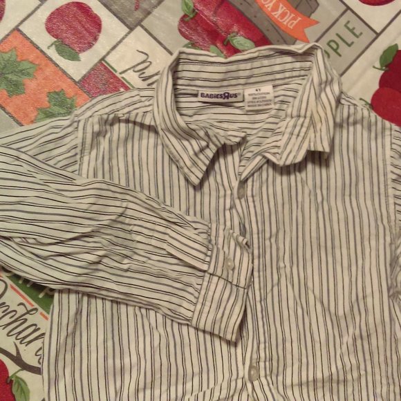 Button Up Striped Collar Dress Shirt EUC 4T Boy - Picture 2 of 6